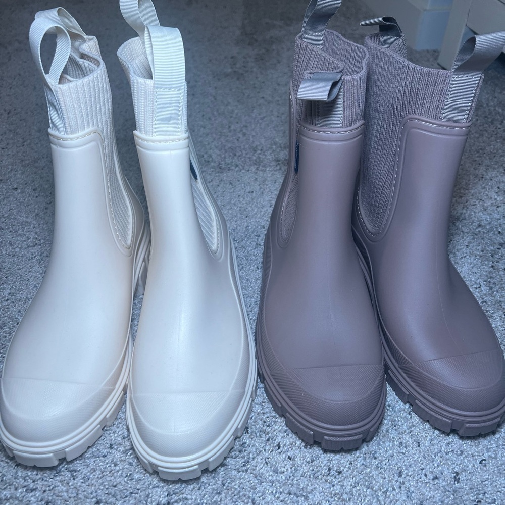 New two pairs of rain boots